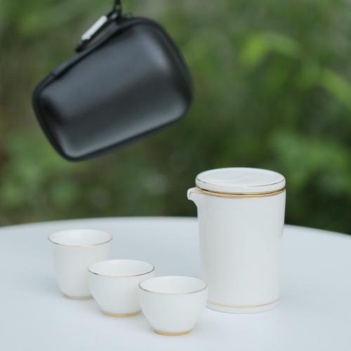 简约便携旅行茶具套装车载快客杯家用办公茶杯羊脂玉白瓷便携茶具